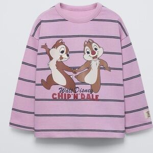 ZARA CHIP 'N' DALE DISNEY @ STRIPED T-SHIRT  .NWT.3 years.